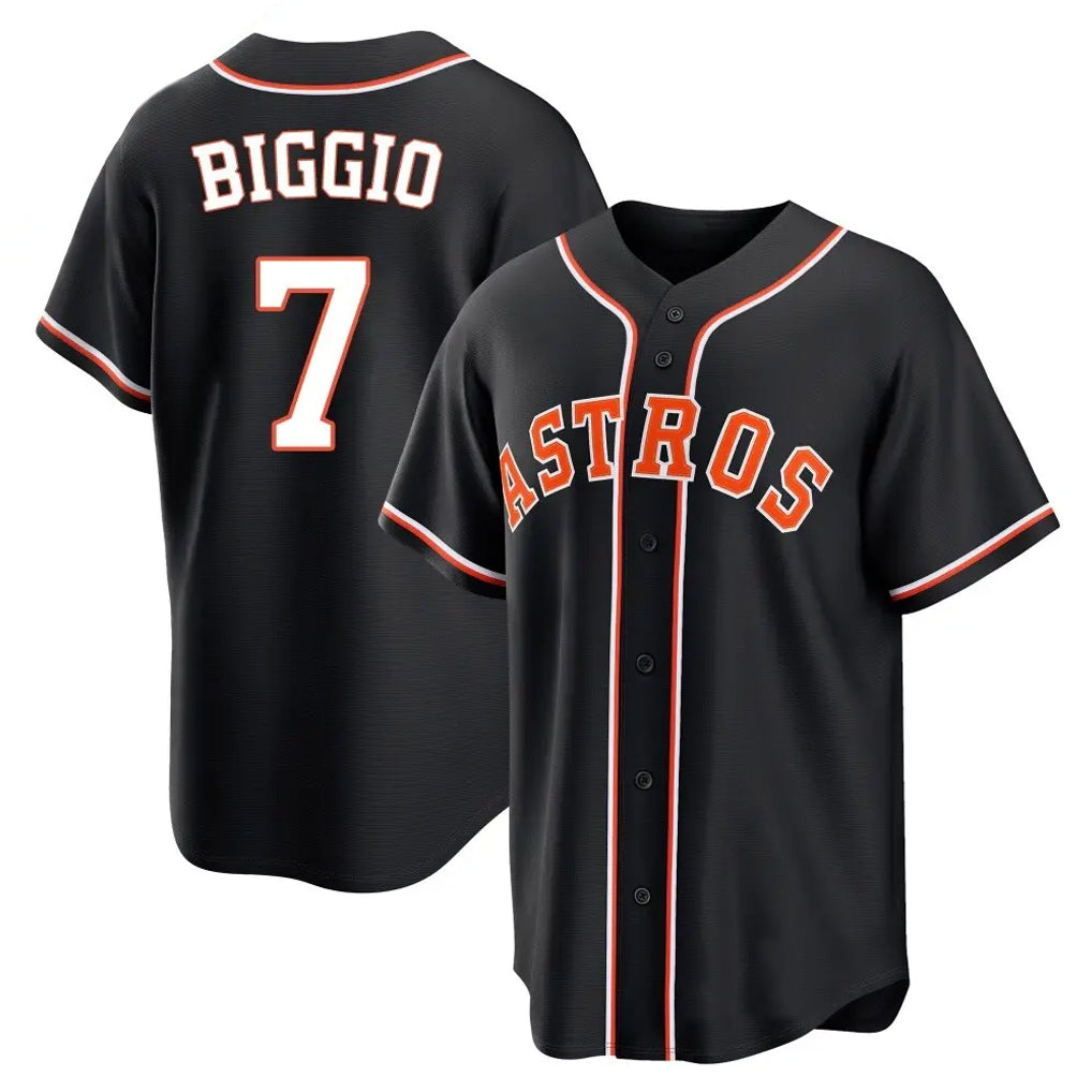 Punc H.Astros #7 Craig Biggio Player Black Fashion Out Home Game Stitched Jerseys
