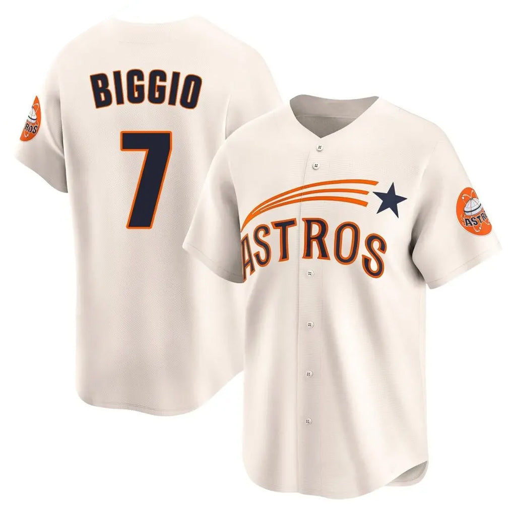 Punc H.Astros #7 Craig Biggio Player Cream Throwback Cooperstown Collection Limited Stitched Jerseys