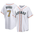 Punc H.Astros #7 Craig Biggio Player Gold Collection Game Home Stitched Jerseys