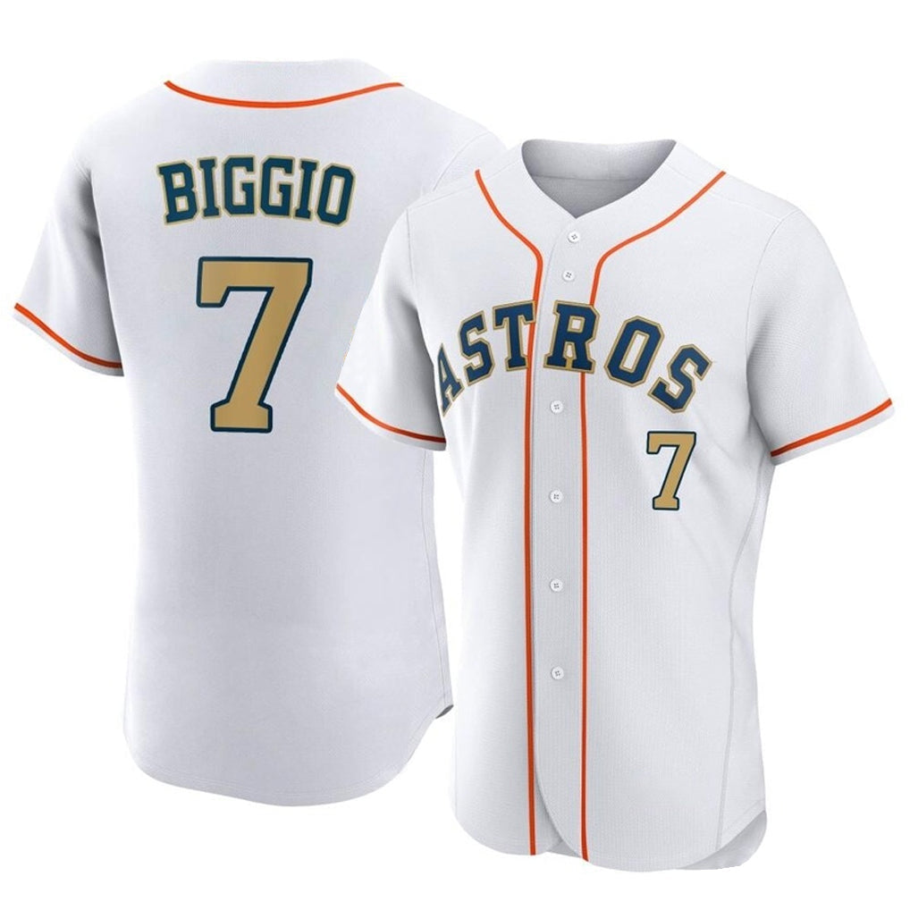 Punc H.Astros #7 Craig Biggio Player Gold Collection Limited Elite Home Stitched Jerseys