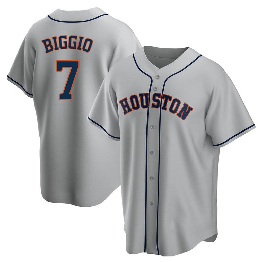 Punc H.Astros #7 Craig Biggio Player Gray Home Game Stitched Jerseys