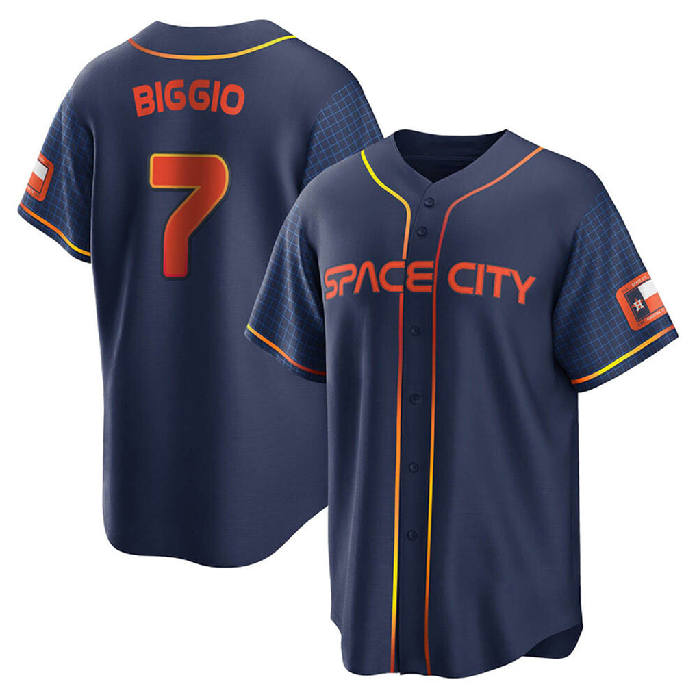 Punc H.Astros #7 Craig Biggio Player Navy City Connect Home Game Stitched Jerseys