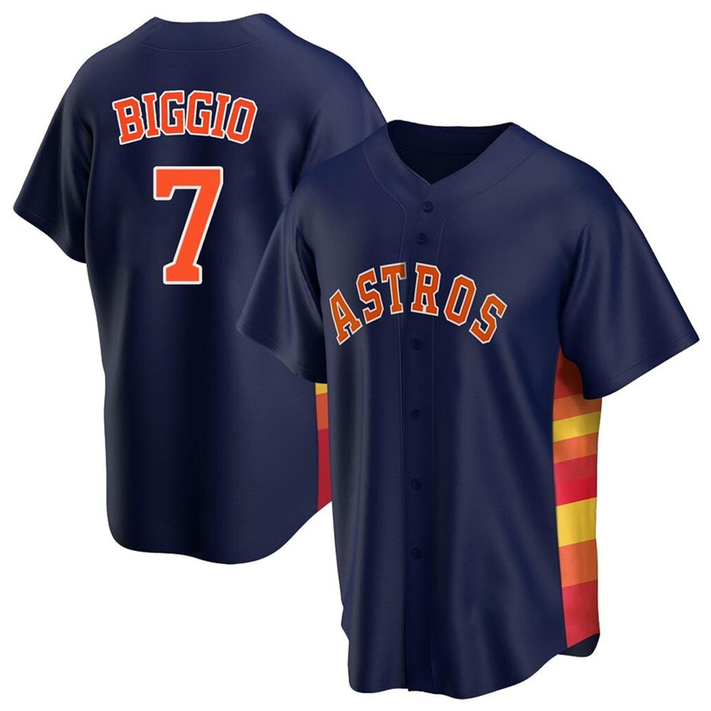 Punc H.Astros #7 Craig Biggio Player Navy Home Game Stitched Jerseys