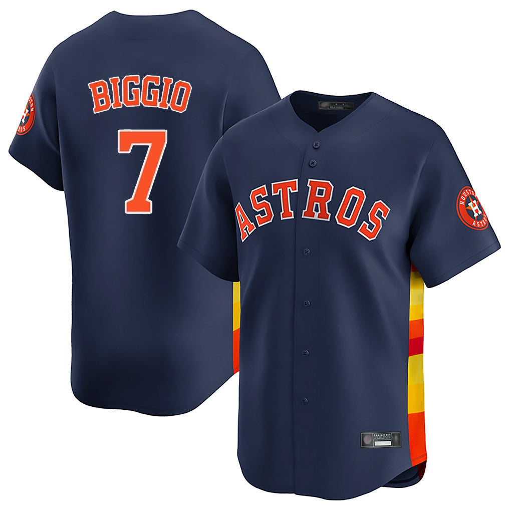 Punc H.Astros #7 Craig Biggio Player Navy Home Limited Stitched Jerseys