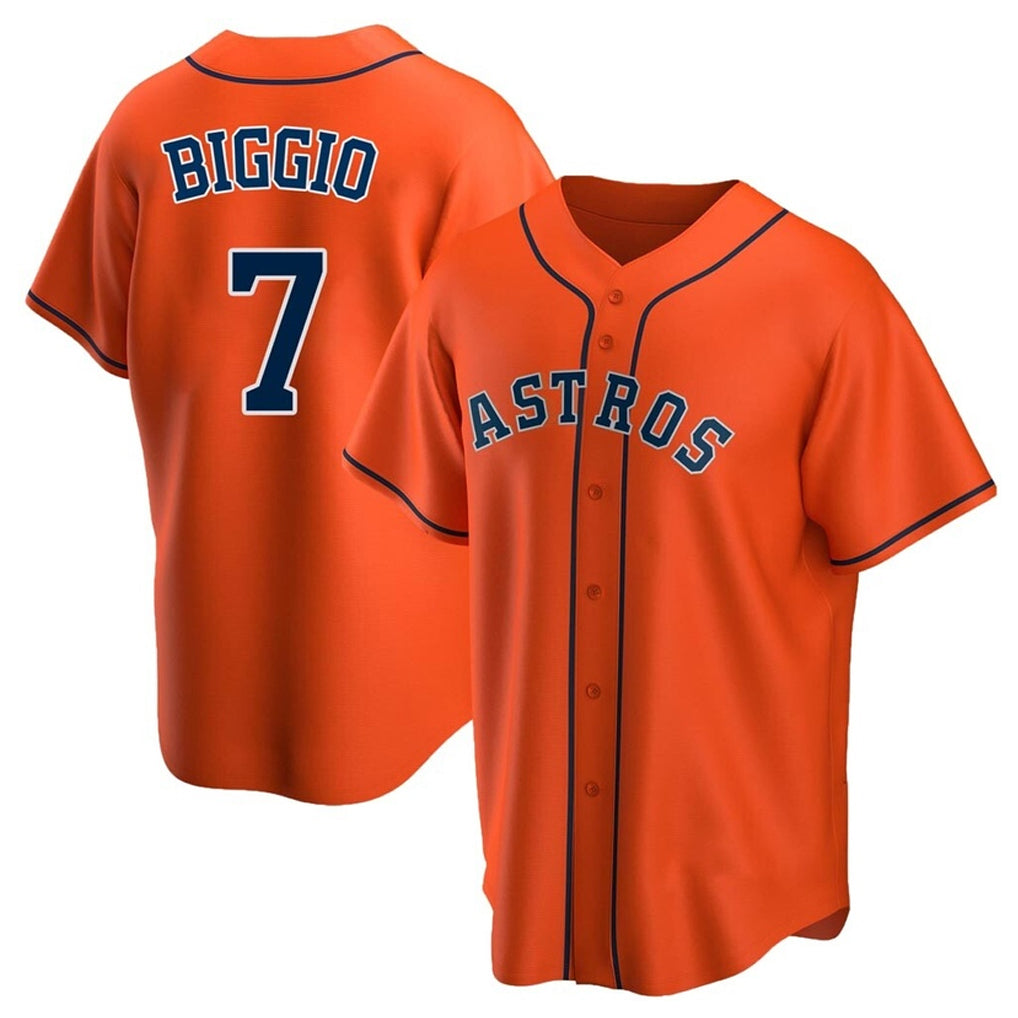 Punc H.Astros #7 Craig Biggio Player Orange Home Game Stitched Jerseys