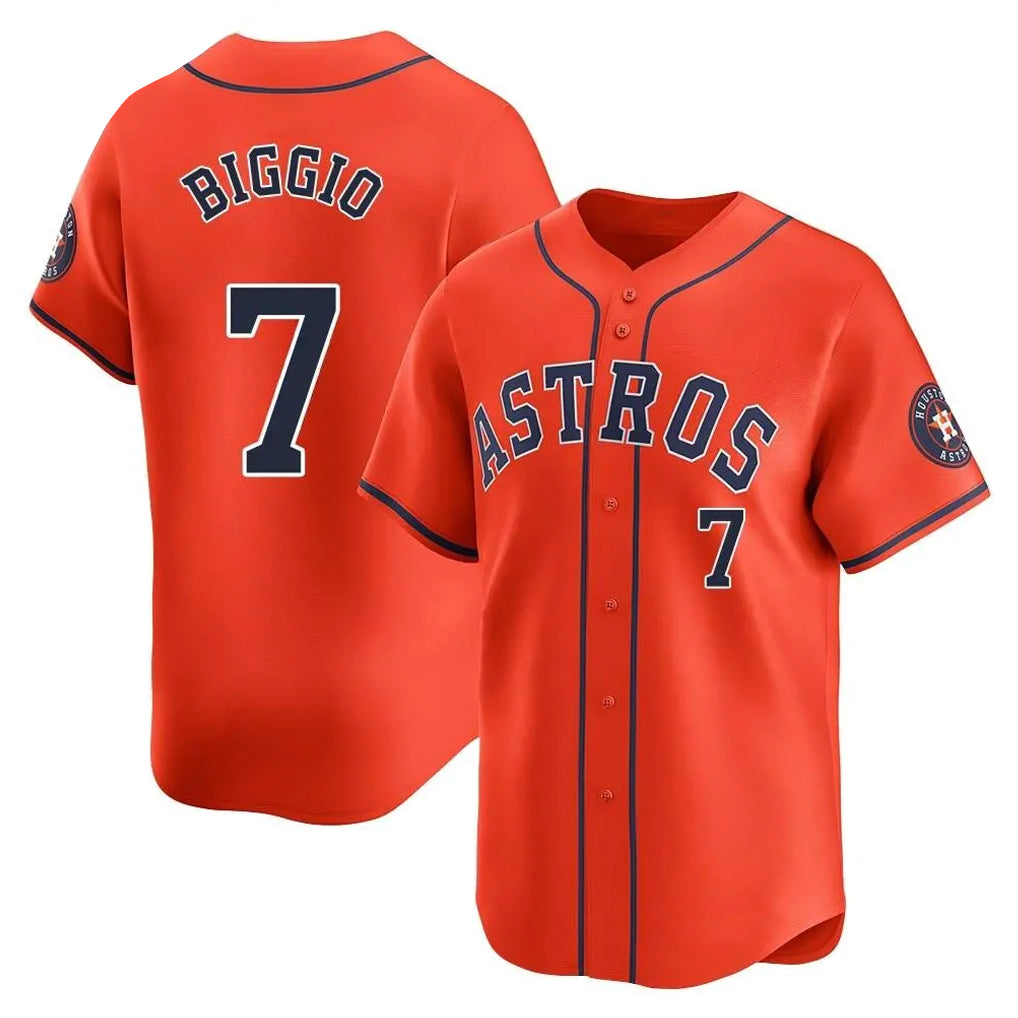 Punc H.Astros #7 Craig Biggio Player Orange Home Limited Stitched Jerseys