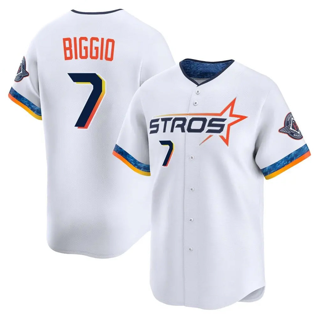 Punc H.Astros #7 Craig Biggio Player White City Connect Limited Home Stitched Jerseys