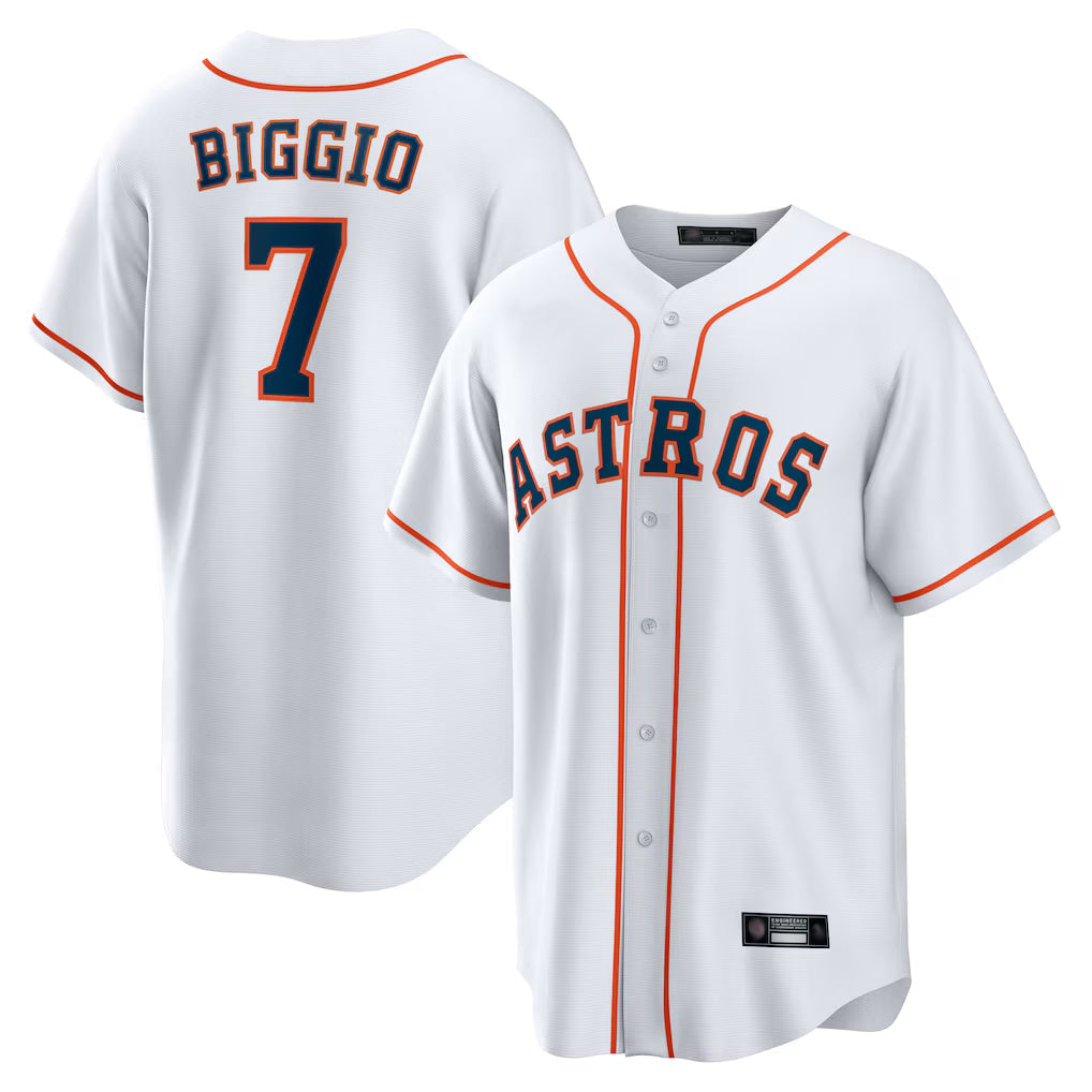 Punc H.Astros #7 Craig Biggio Player White Home Game Stitched Jerseys
