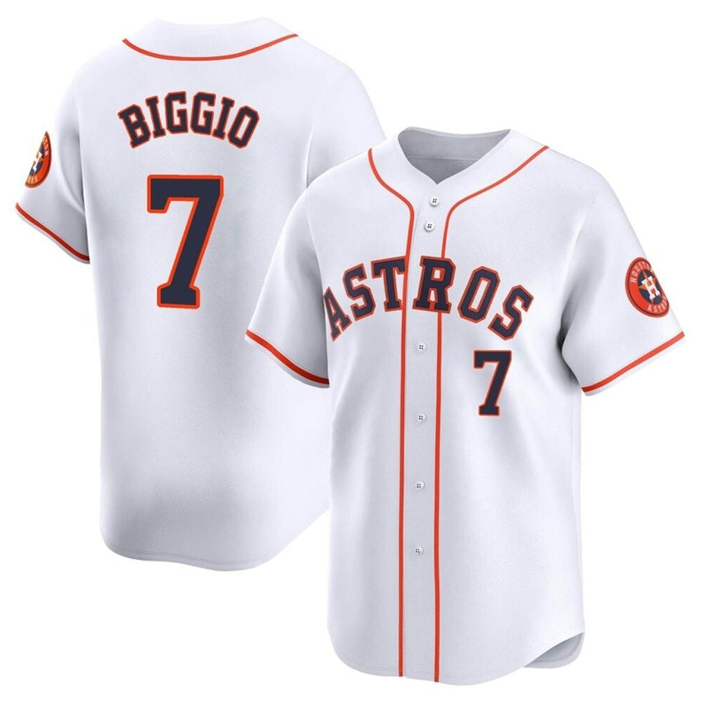 Punc H.Astros #7 Craig Biggio Player White Home Limited Stitched Jerseys