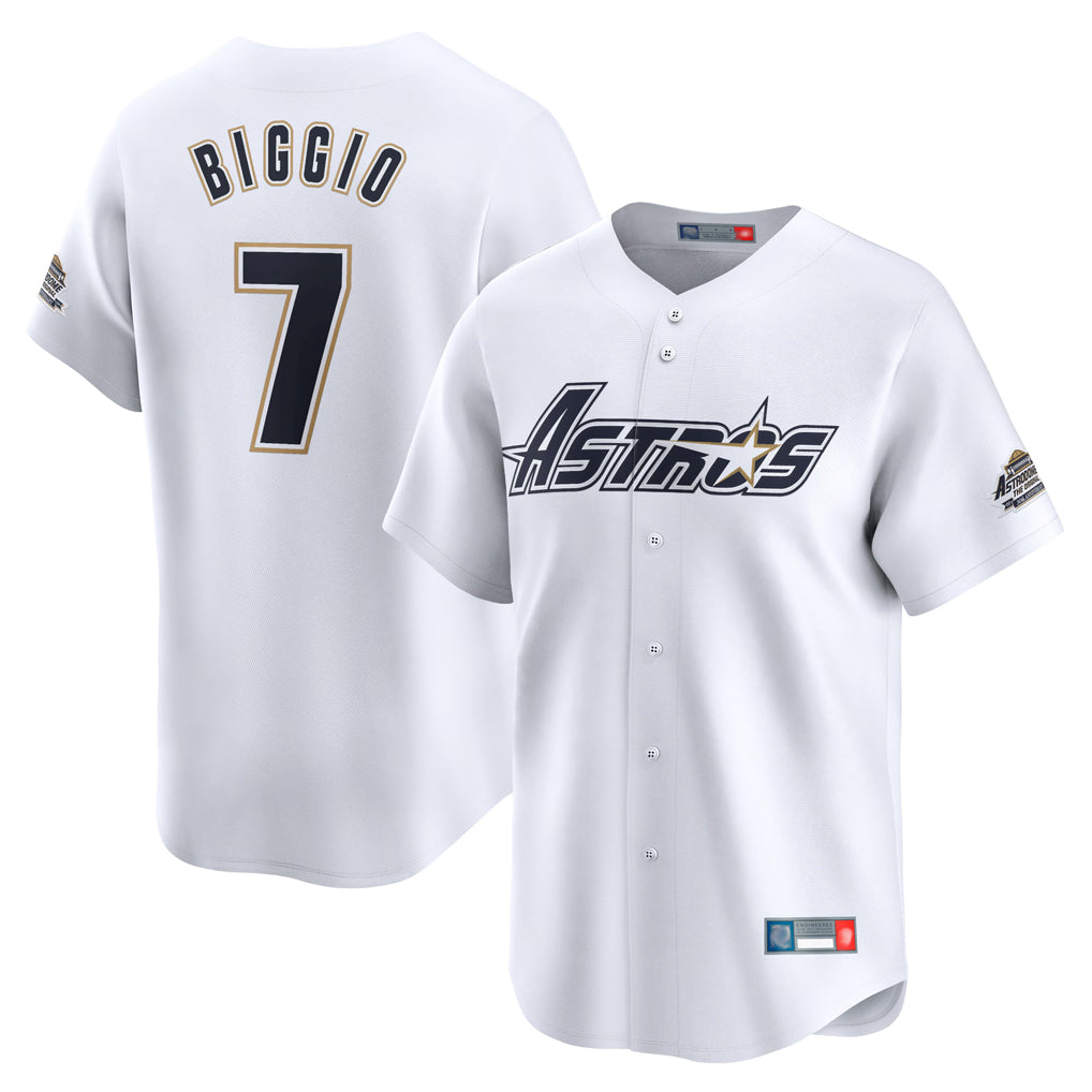Punc H.Astros #7 Craig Biggio Player White Throwback Cooperstown Collection Limited Stitched Jerseys