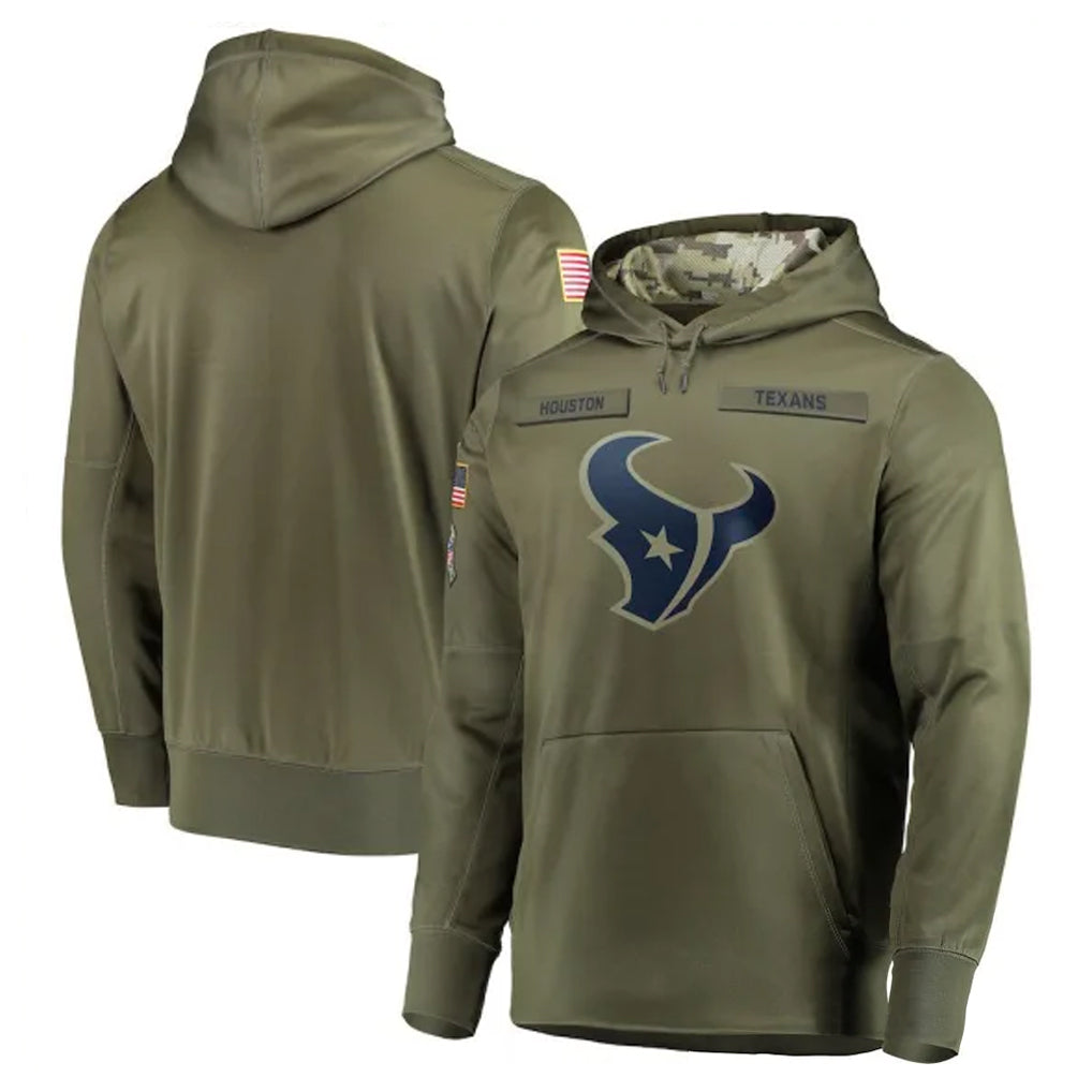 Punc H.Texans Olive Salute to Service Pullover Hoodies Home Game Blank Player Stitched Jerseys