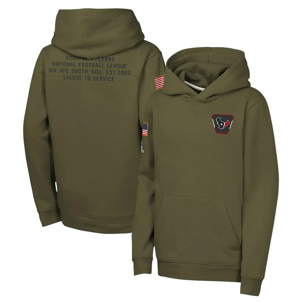 Punc H.Texans Olive Salute to Service Pullover Hoodies Limited Blank Player Stitched Jerseys