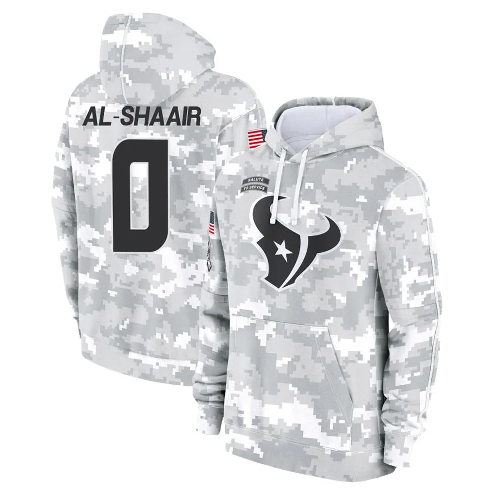 Punc H.Texans #0 Azeez Al-Shaair Player Arctic Camo Salute to Service Hoodies Limited Game Stitched Jerseys