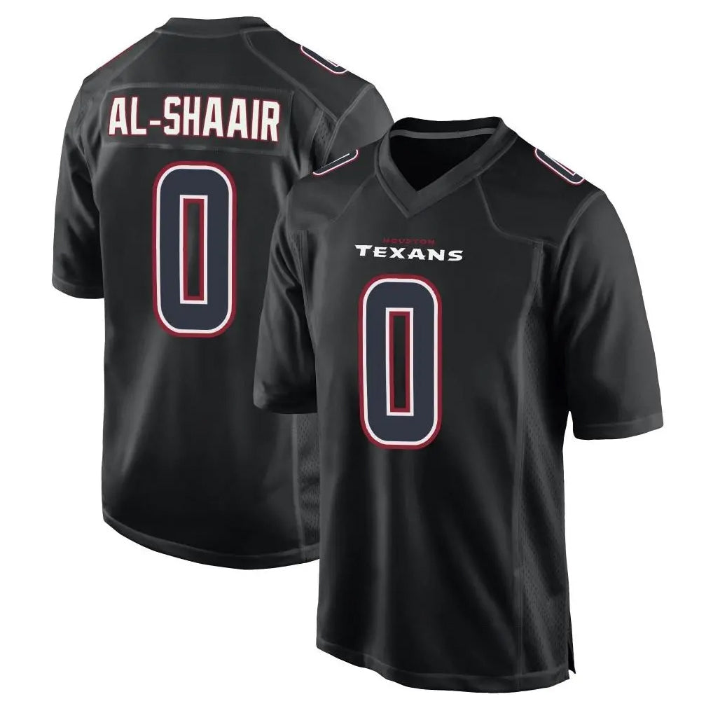 Punc H.Texans #0 Azeez Al-Shaair Player Black Fashion Home Game Stitched Jerseys