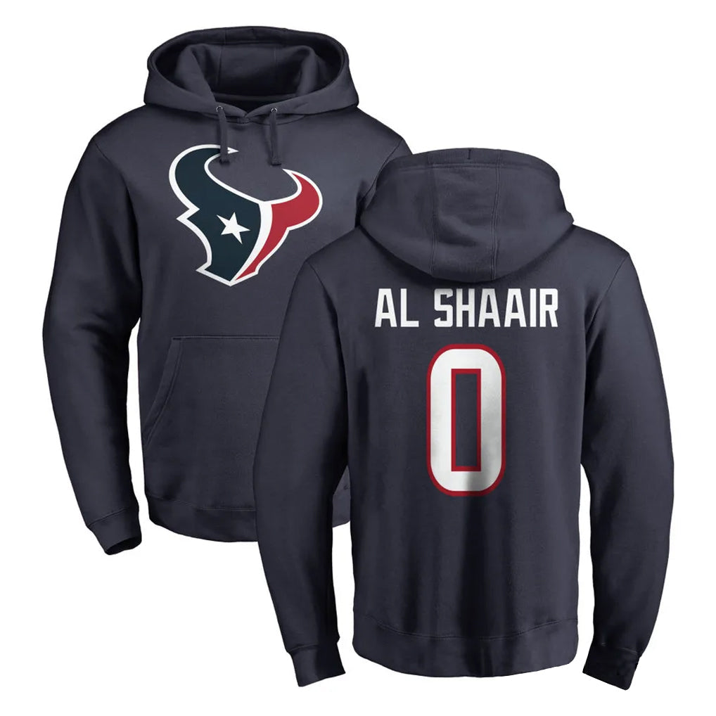 Punc H.Texans #0 Azeez Al-Shaair Player Navy Pro Line Pullover Hoodie Limited Game Stitched Jerseys