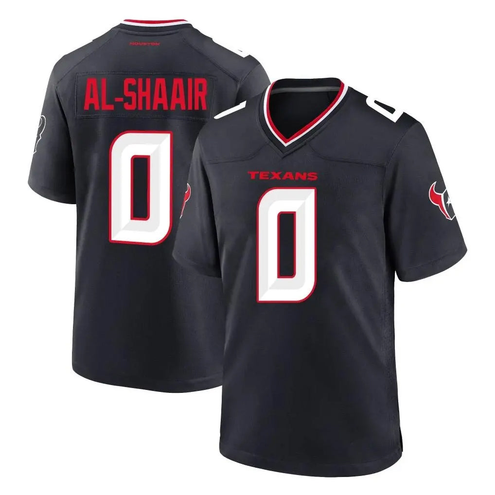 Punc H.Texans #0 Azeez Al-Shaair Player Navy Team Home Game Stitched Jerseys