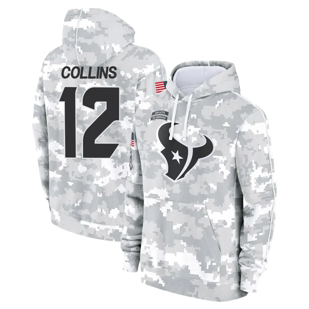 Punc H.Texans #12 Nico Collins Player Arctic Camo Salute to Service Hoodies Limited Game Stitched Jerseys
