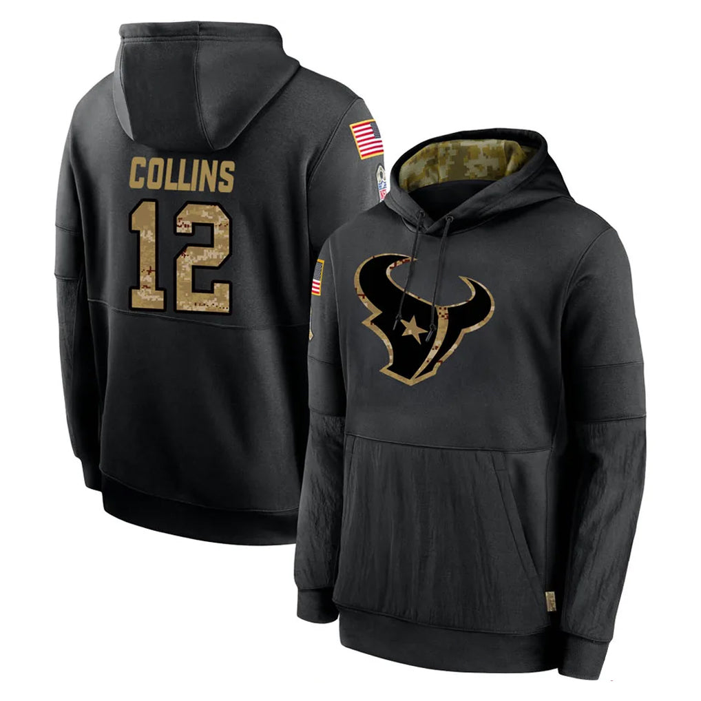 Punc H.Texans #12 Nico Collins Player Black Salute to Service Hoodies Limited Game Stitched Jerseys