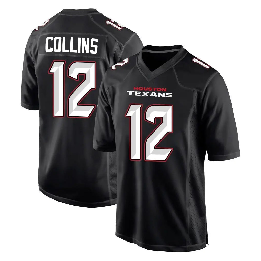 Punc H.Texans #12 Nico Collins Player Carbon Black Fashion Home Game Stitched Jerseys