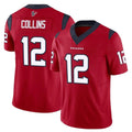 Punc H.Texans #12 Nico Collins Player Red Limited Vapor F.U.S.E. Home Game Stitched Jerseys