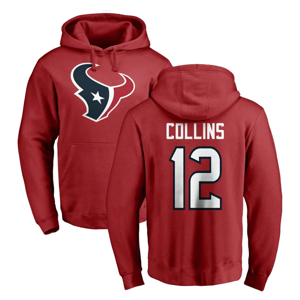 Punc H.Texans #12 Nico Collins Player Red Pro Line Pullover Hoodie Limited Game Stitched Jerseys