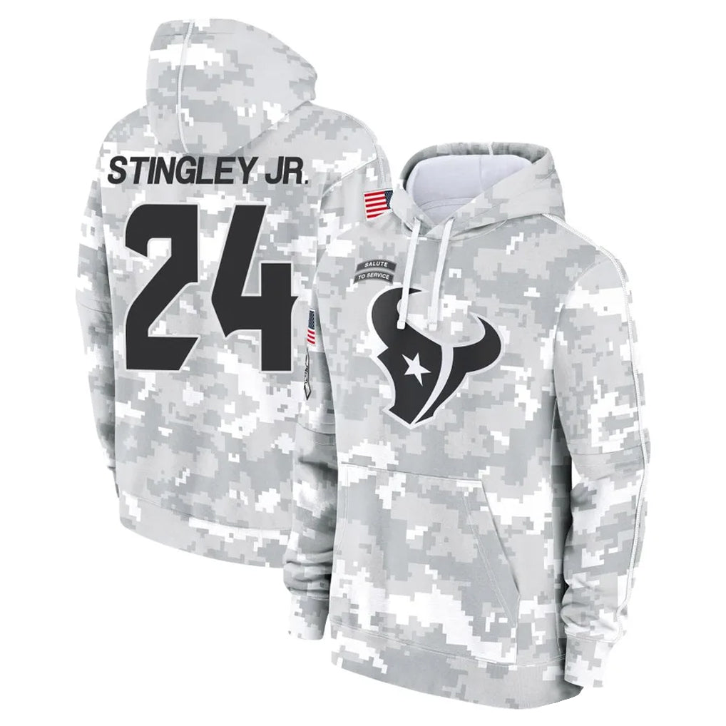 Punc H.Texans #24 Derek Stingley Jr. Player Arctic Camo Salute to Service Hoodies Limited Game Stitched Jerseys