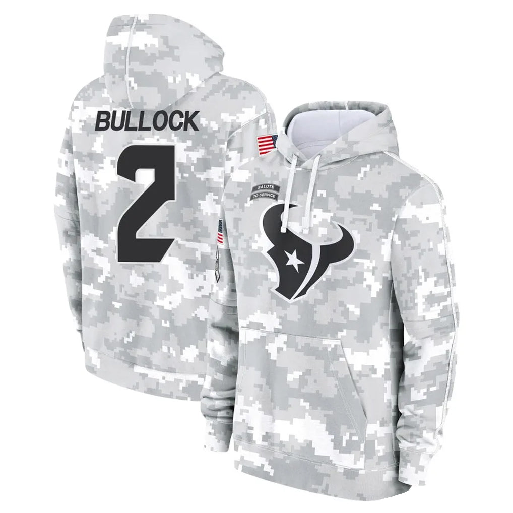 Punc H.Texans #2 Calen Bullock Player Arctic Camo Salute to Service Hoodies Limited Game Stitched Jerseys