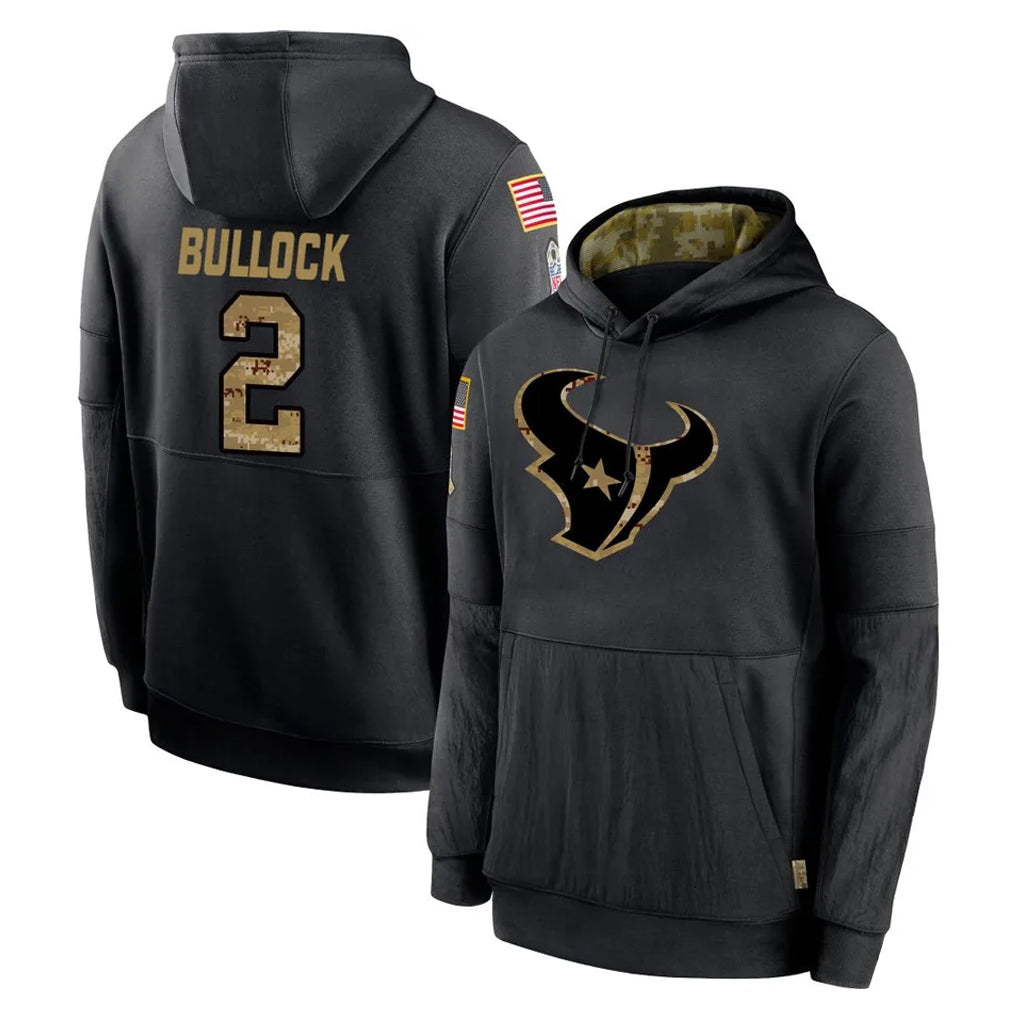 Punc H.Texans #2 Calen Bullock Player Black Salute to Service Hoodies Limited Game Stitched Jerseys