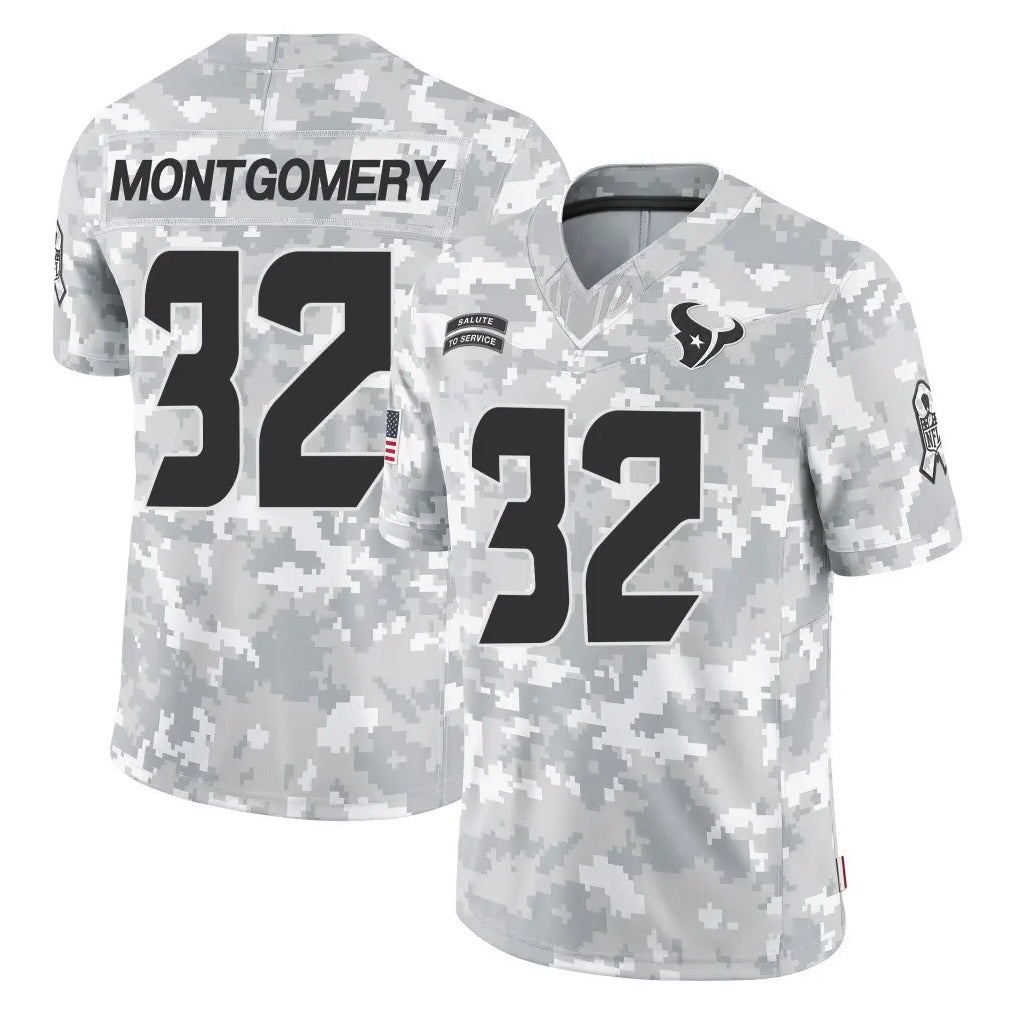 Punc H.Texans #32 David Montgomery Player Arctic Camo Salute To Service Limited Game Stitched Jerseys