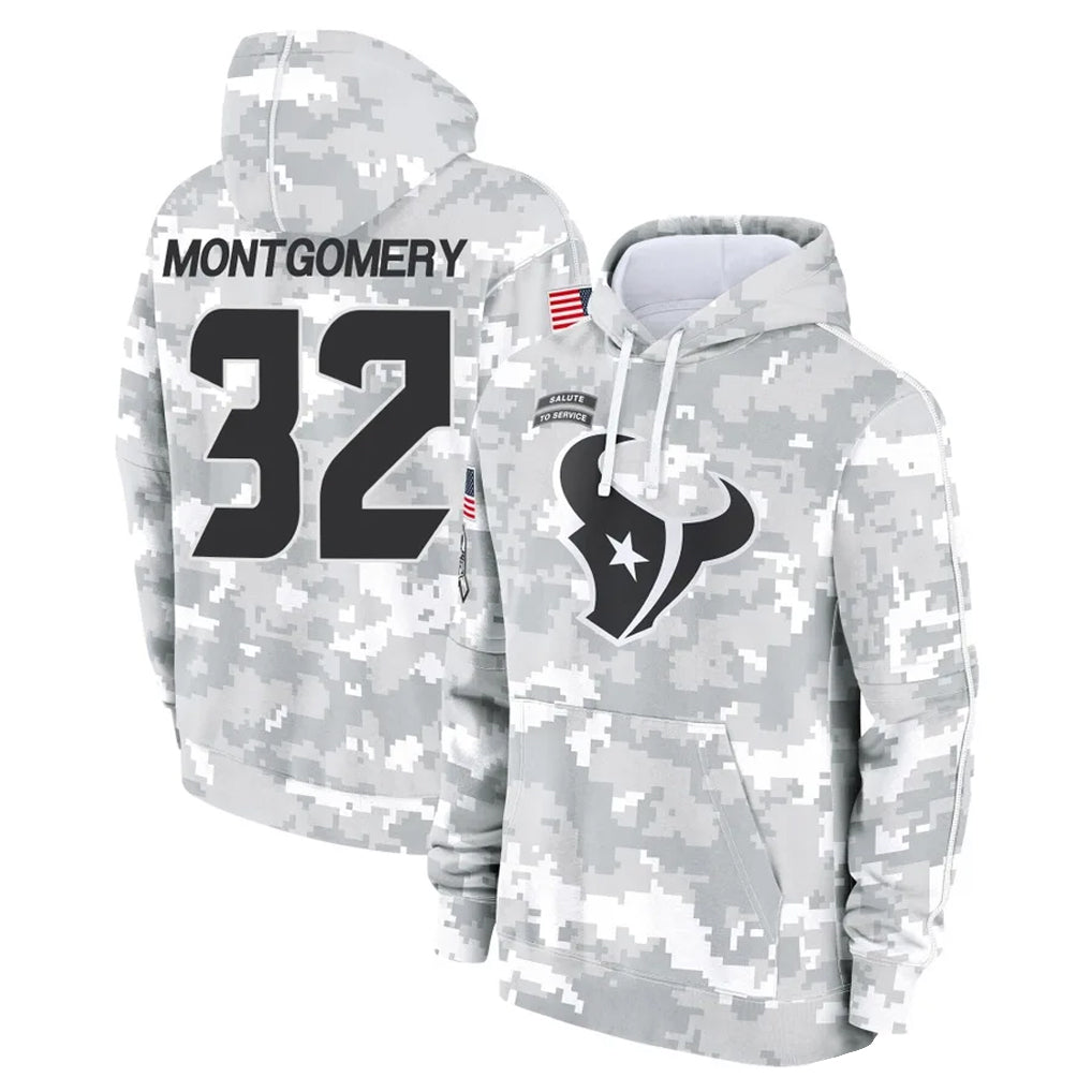Punc H.Texans #32 David Montgomery Player Arctic Camo Salute to Service Hoodies Limited Game Stitched Jerseys