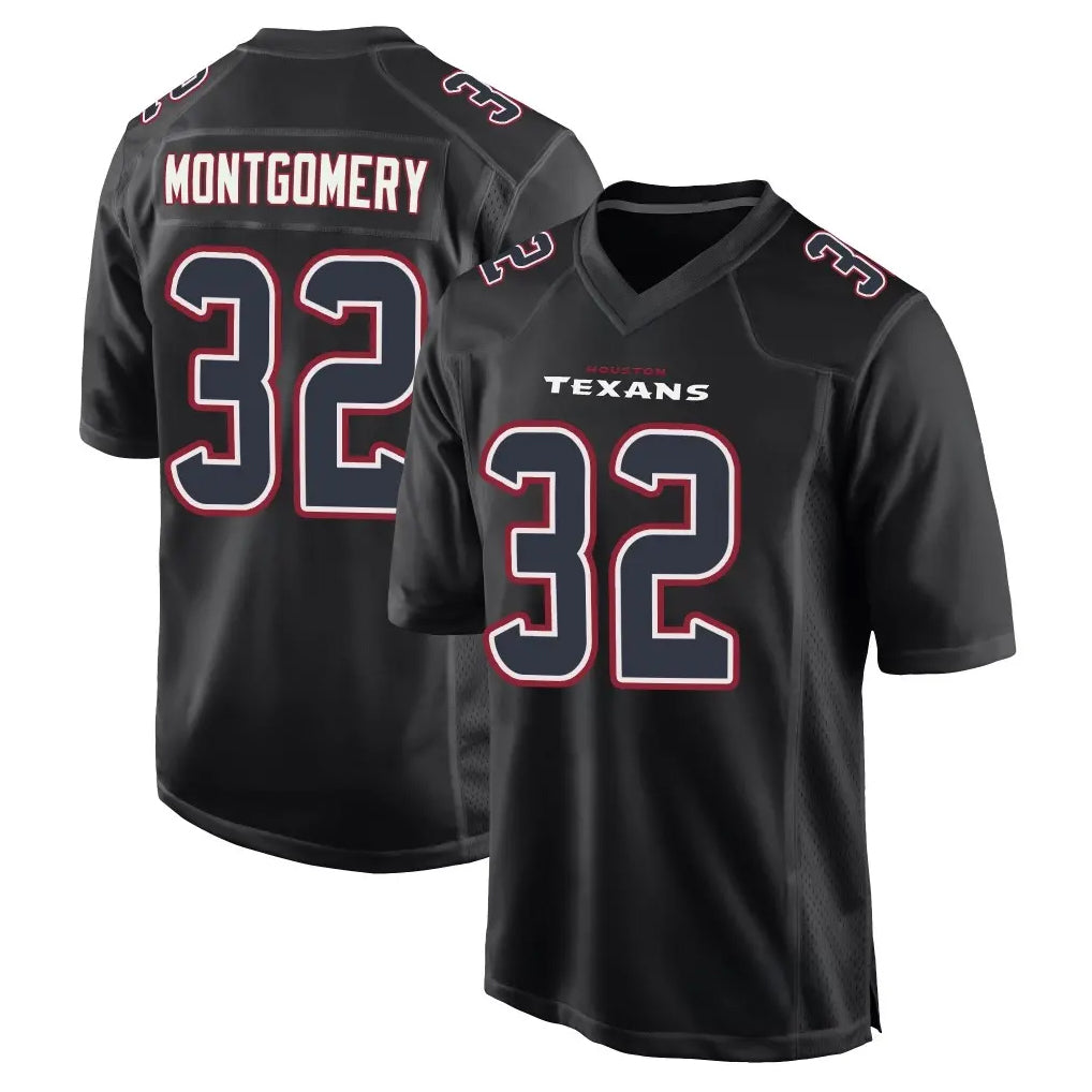 Punc H.Texans #32 David Montgomery Player Black Fashion Home Game Stitched Jerseys