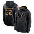 Punc H.Texans #32 David Montgomery Player Black Salute to Service Hoodies Limited Game Stitched Jerseys