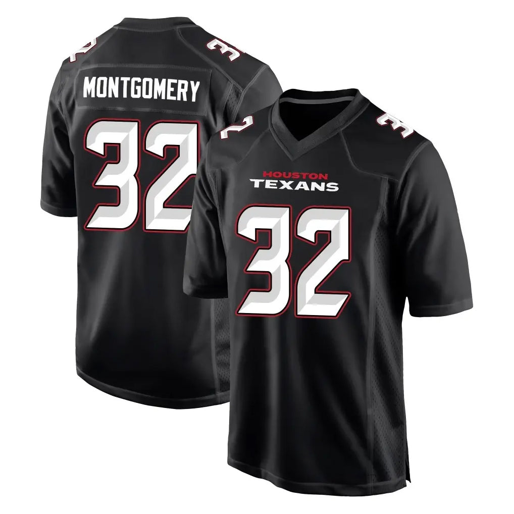 Punc H.Texans #32 David Montgomery Player Carbon Black Fashion Home Game Stitched Jerseys