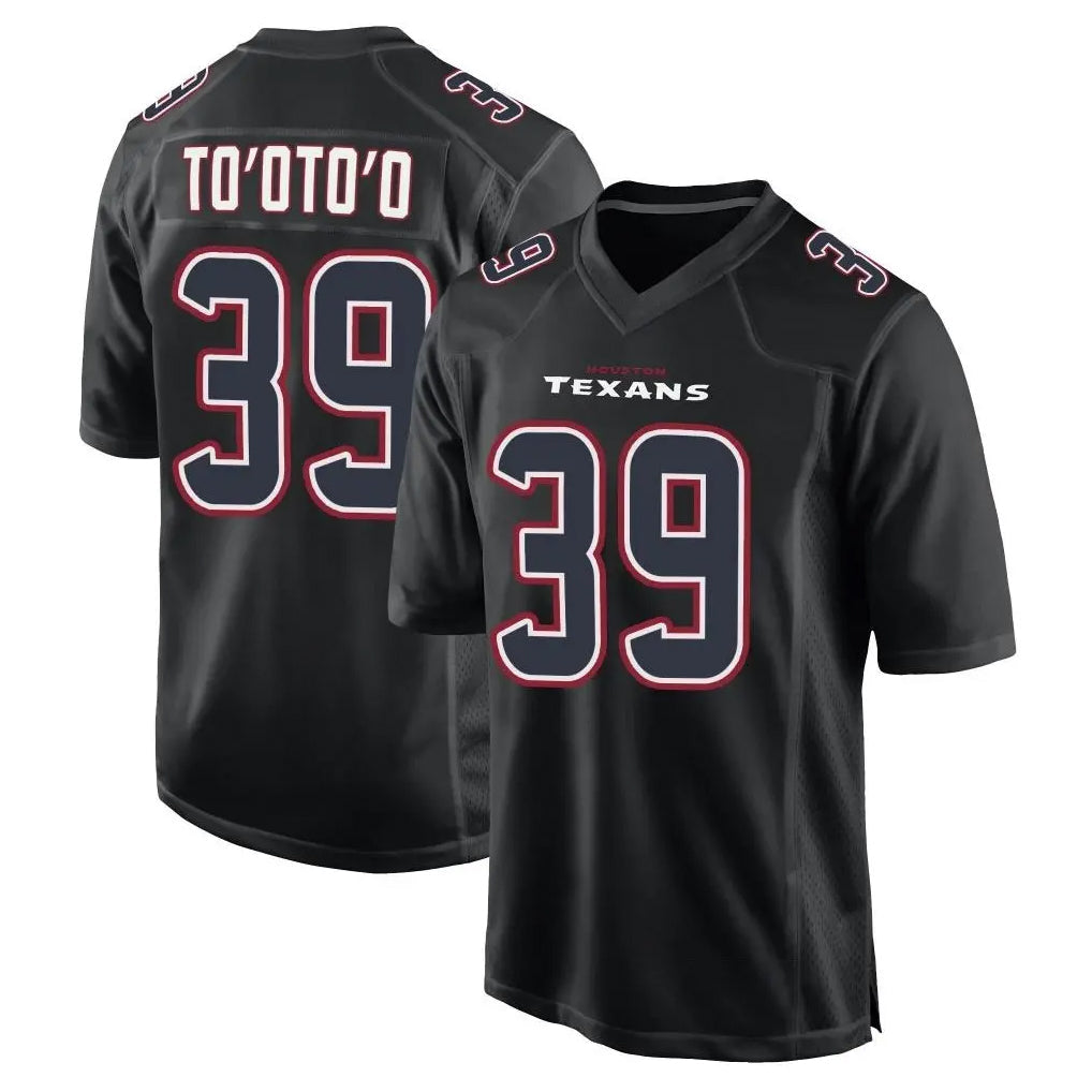 Punc H.Texans #39 Henry To'oTo'o Player Black Fashion Home Game Stitched Jerseys