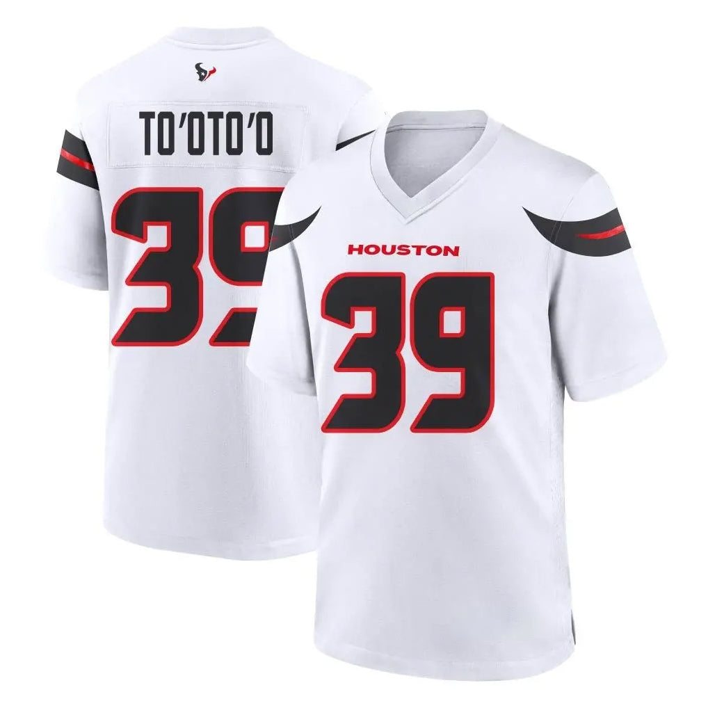 Punc H.Texans #39 Henry To'oTo'o Player White Home Game Stitched Jerseys