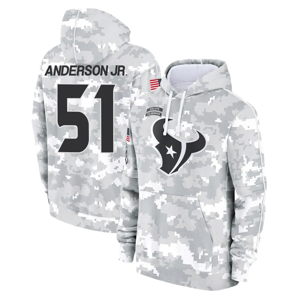 Punc H.Texans #51 Will Anderson Jr. Player Arctic Camo Salute to Service Hoodies Limited Game Stitched Jerseys