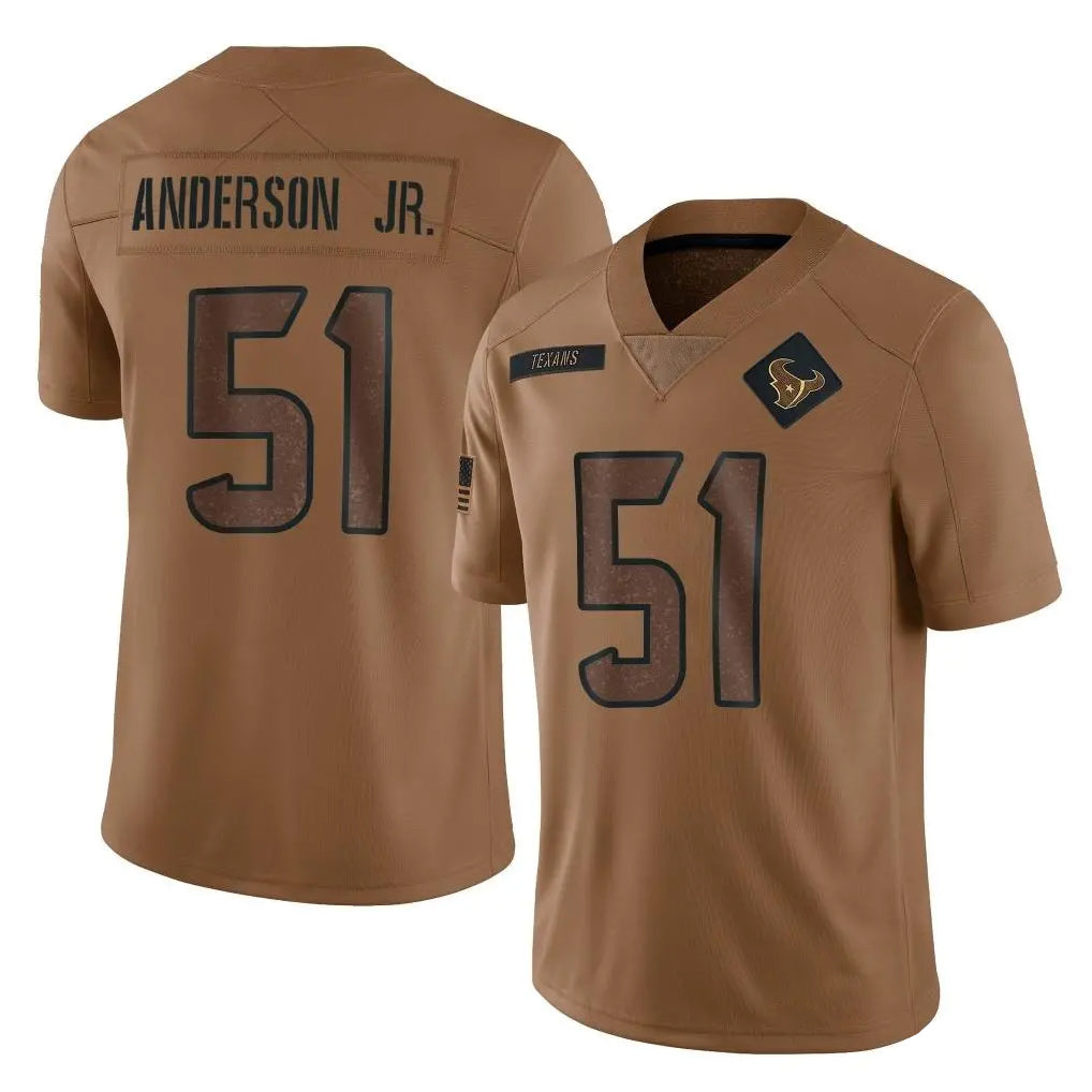 Punc H.Texans #51 Will Anderson Jr. Player Brown Salute To Service Limited Stitched Jerseys