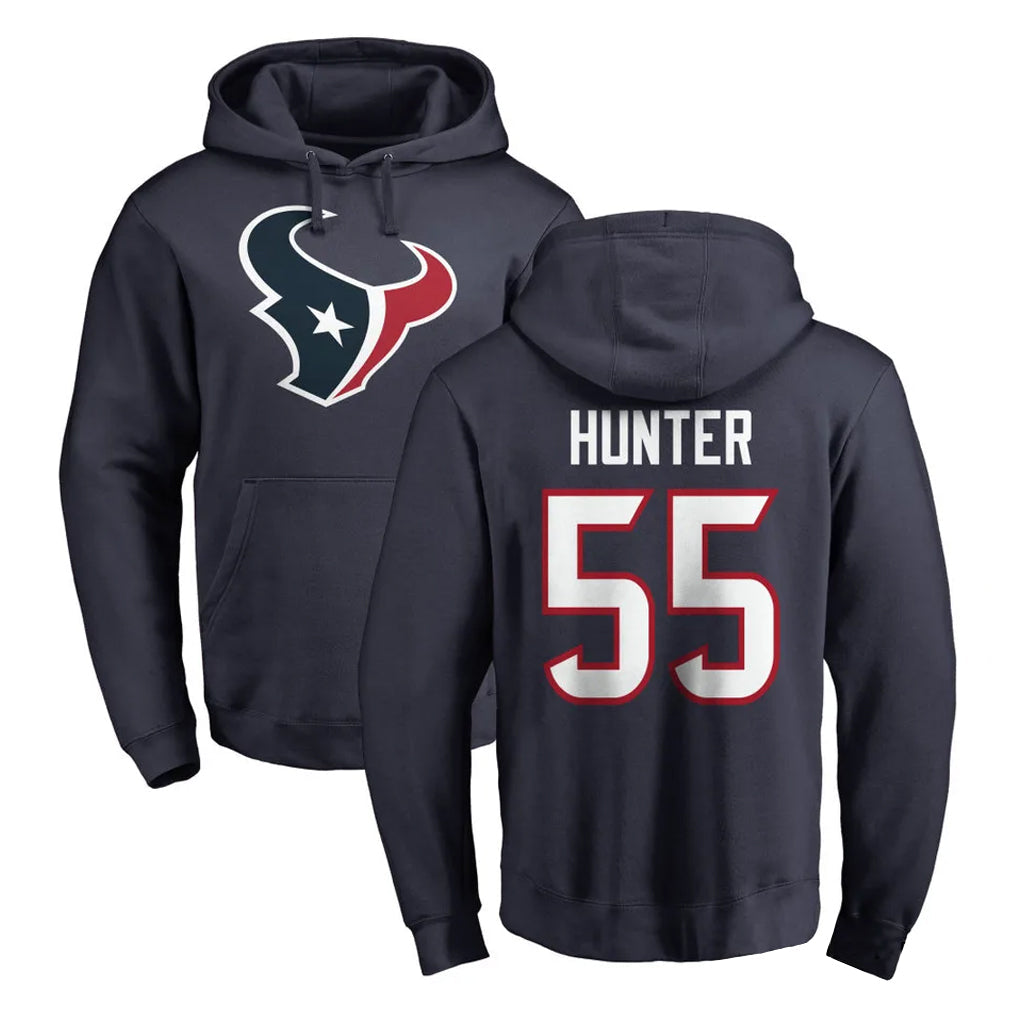 Punc H.Texans #55 Danielle Hunter Player Navy Pro Line Pullover Hoodie Limited Game Stitched Jerseys