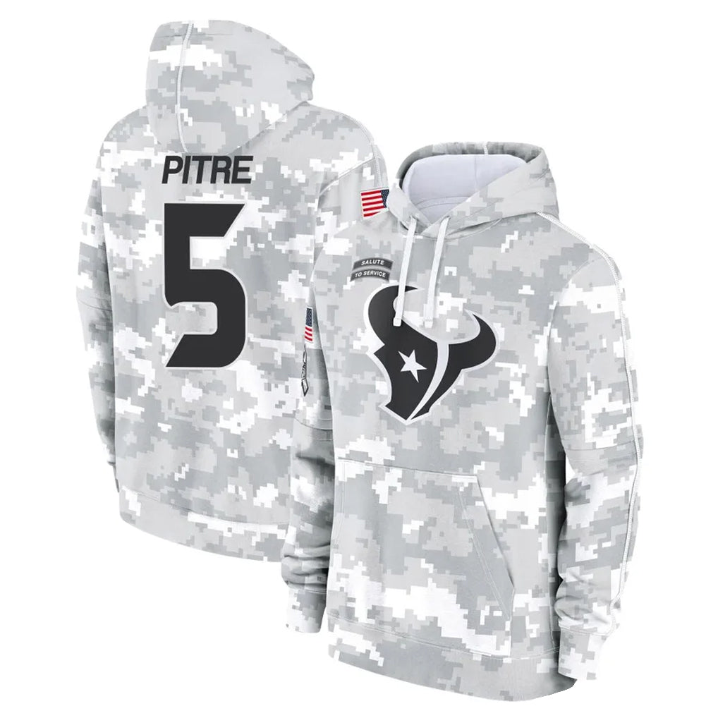 Punc H.Texans #5 Jalen Pitre Player Arctic Camo Salute to Service Hoodies Limited Game Stitched Jerseys