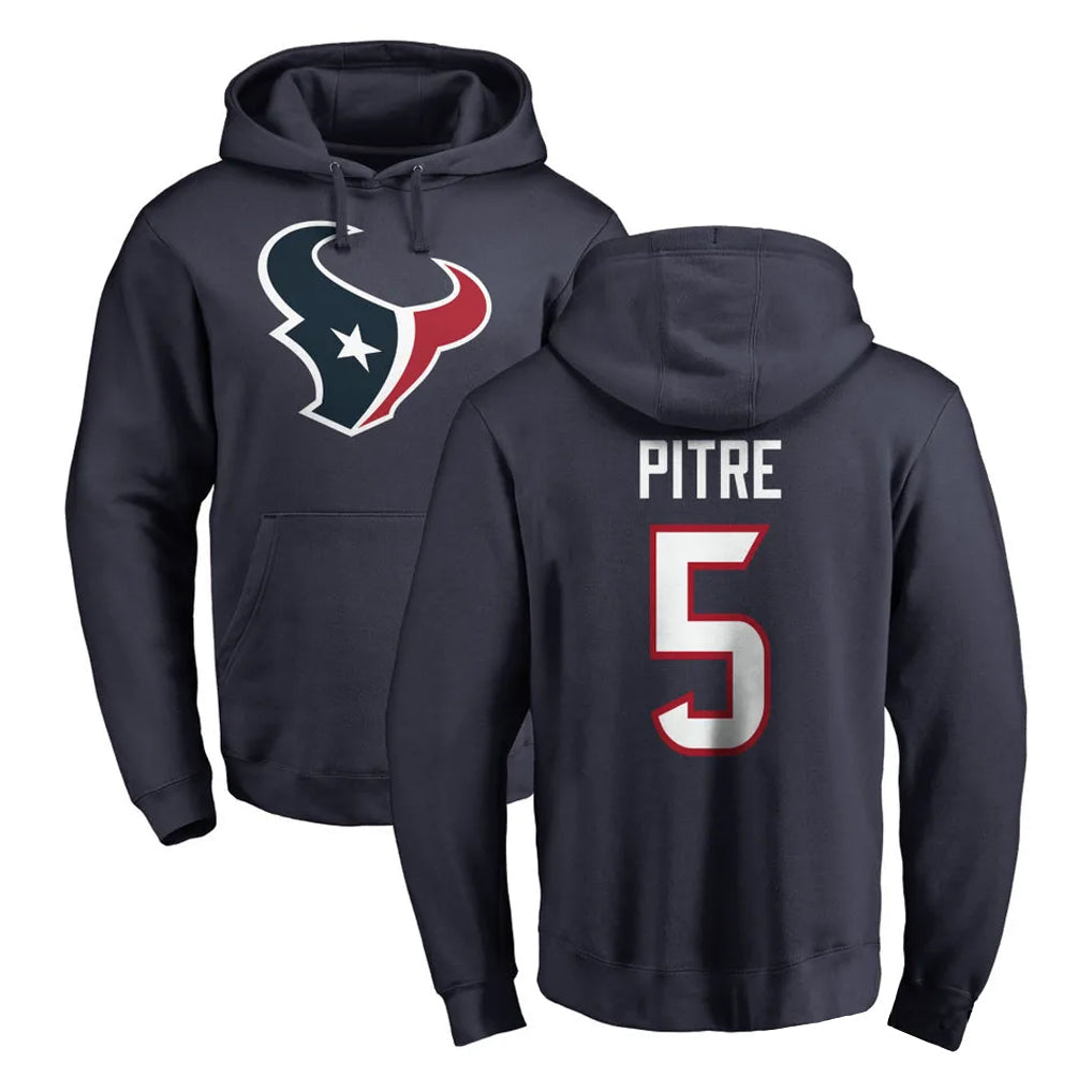 Punc H.Texans #5 Jalen Pitre Player Navy Pro Line Pullover Hoodie Limited Game Stitched Jerseys