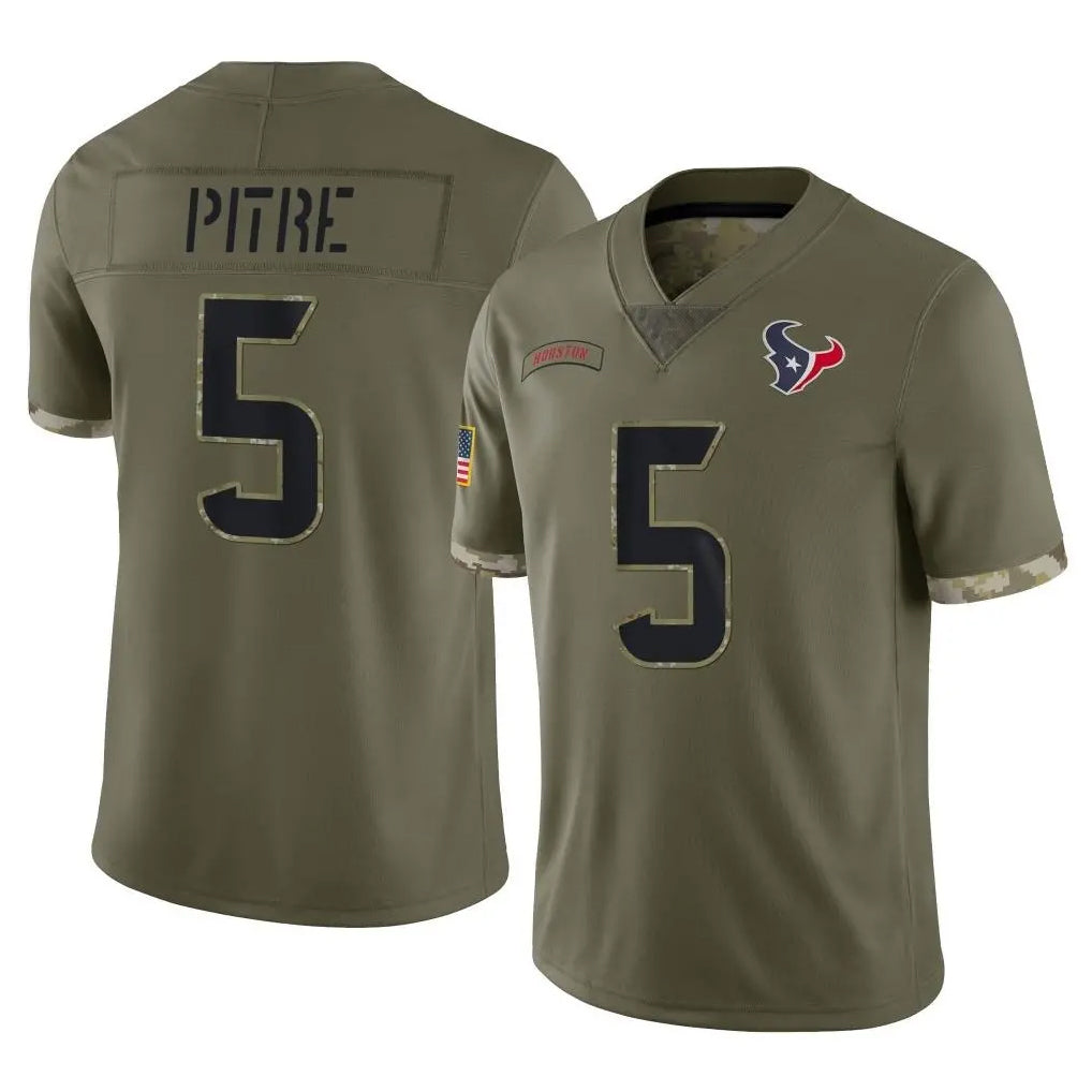 Punc H.Texans #5 Jalen Pitre Player Olive Salute To Service Limited Stitched Jerseys