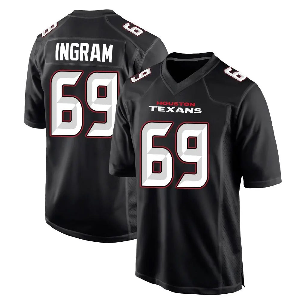 Punc H.Texans #69 Ed Ingram Player Carbon Black Fashion Home Game Stitched Jerseys
