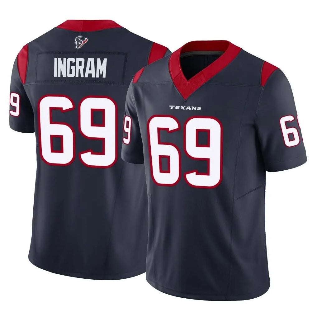 Punc H.Texans #69 Ed Ingram Player Navy Limited Vapor F.U.S.E. Home Game Stitched Jerseys