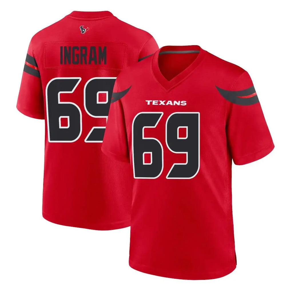 Punc H.Texans #69 Ed Ingram Player Red Alternate Home Game Stitched Jerseys