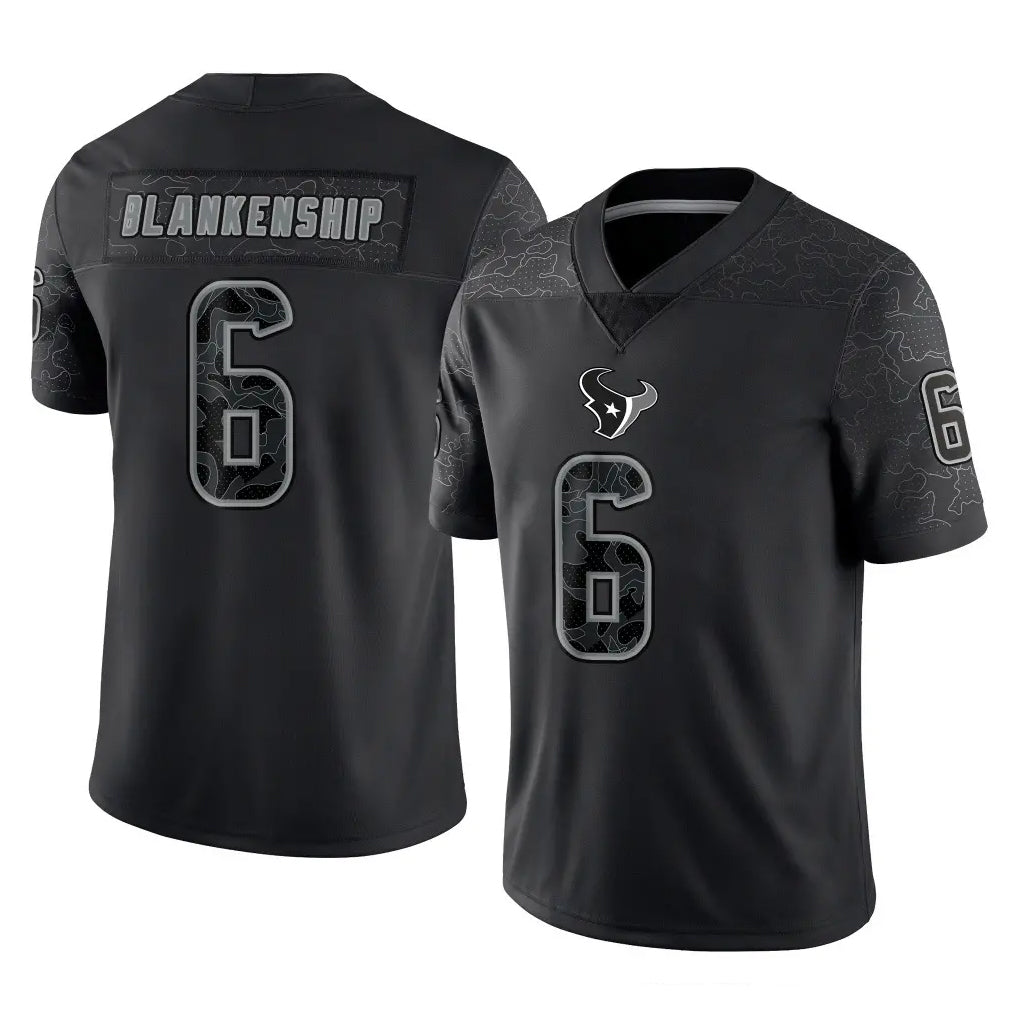 Punc H.Texans #6 Reed Blankenship Player Black Reflective Limited Game Stitched Jerseys