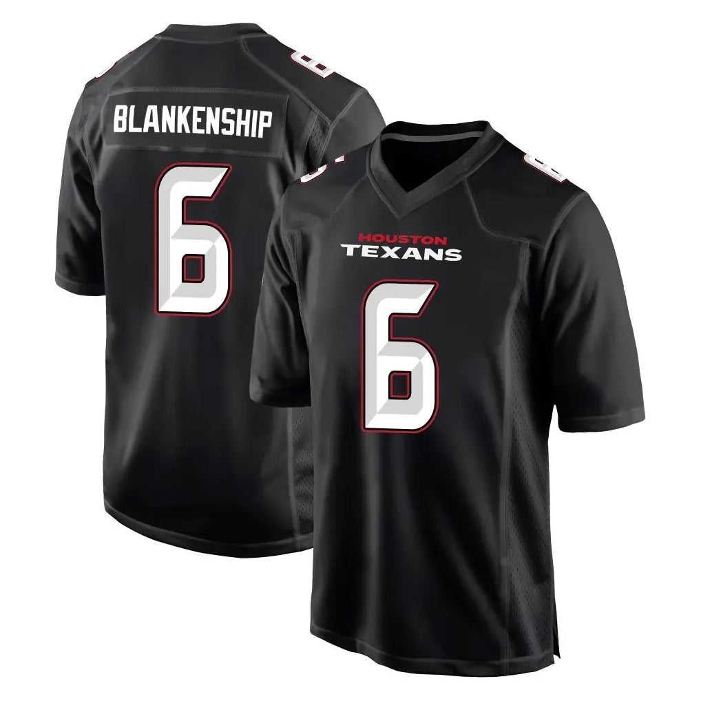 Punc H.Texans #6 Reed Blankenship Player Carbon Black Fashion Home Game Stitched Jerseys