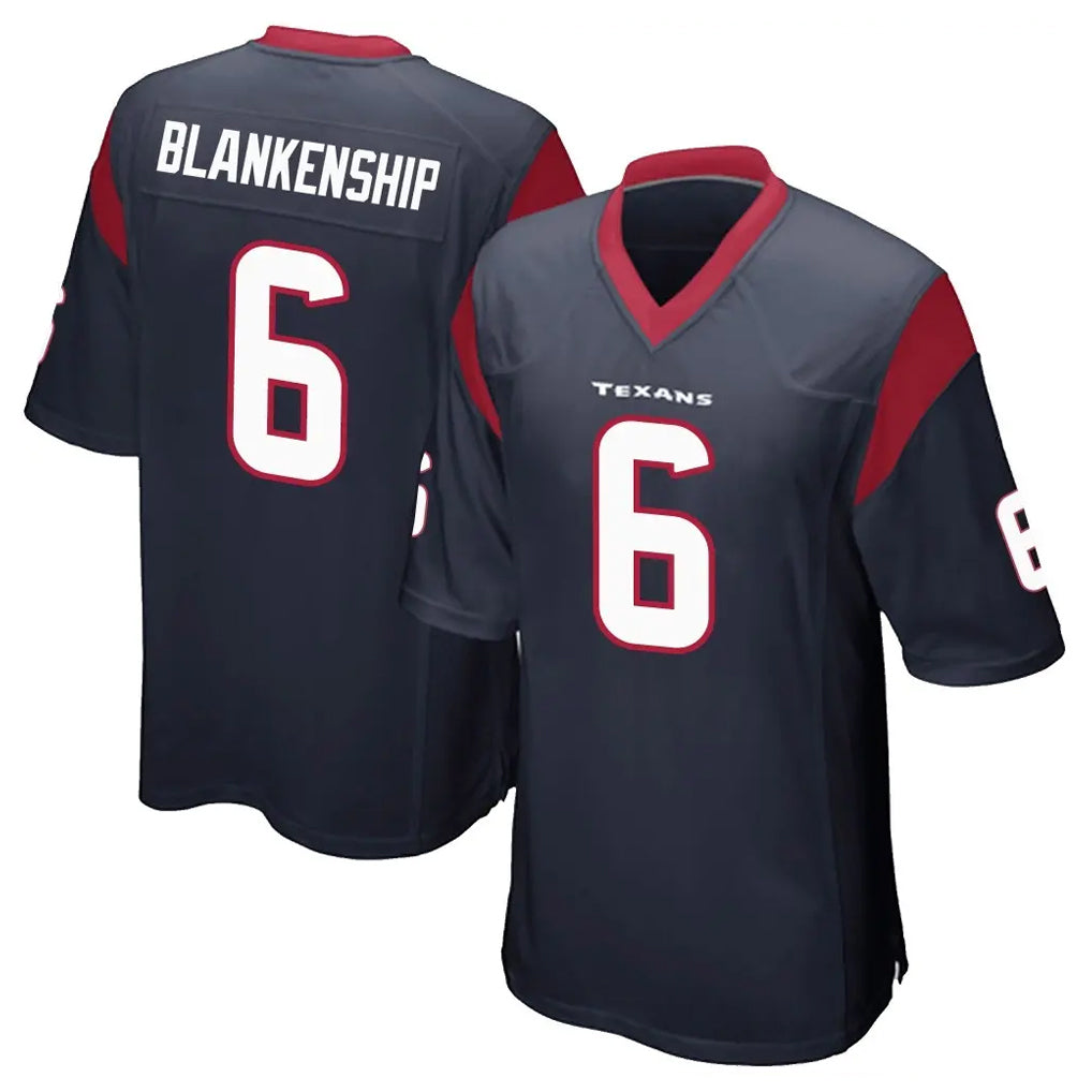 Punc H.Texans #6 Reed Blankenship Player Navy Home Game Stitched Jerseys