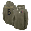 Punc H.Texans #6 Reed Blankenship Player Olive Salute to Service Pullover Hoodies Limited Stitched Jerseys