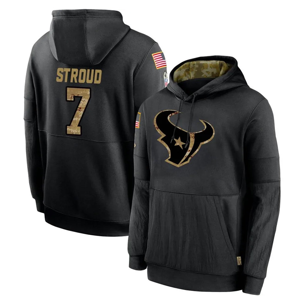 Punc H.Texans #7 CJ Stroud Player Black Salute to Service Hoodies Limited Game Stitched Jerseys