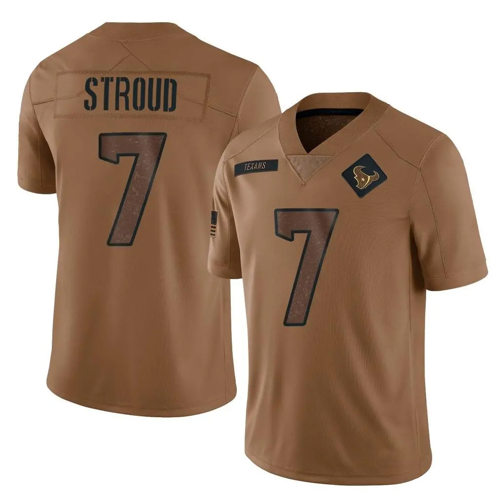 Punc H.Texans #7 CJ Stroud Player Brown Salute To Service Limited Stitched Jerseys